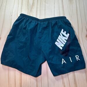 Vintage 90s Nike Shorts Men's Size XL Green Nylon Lightweight Spellout Logo 5"